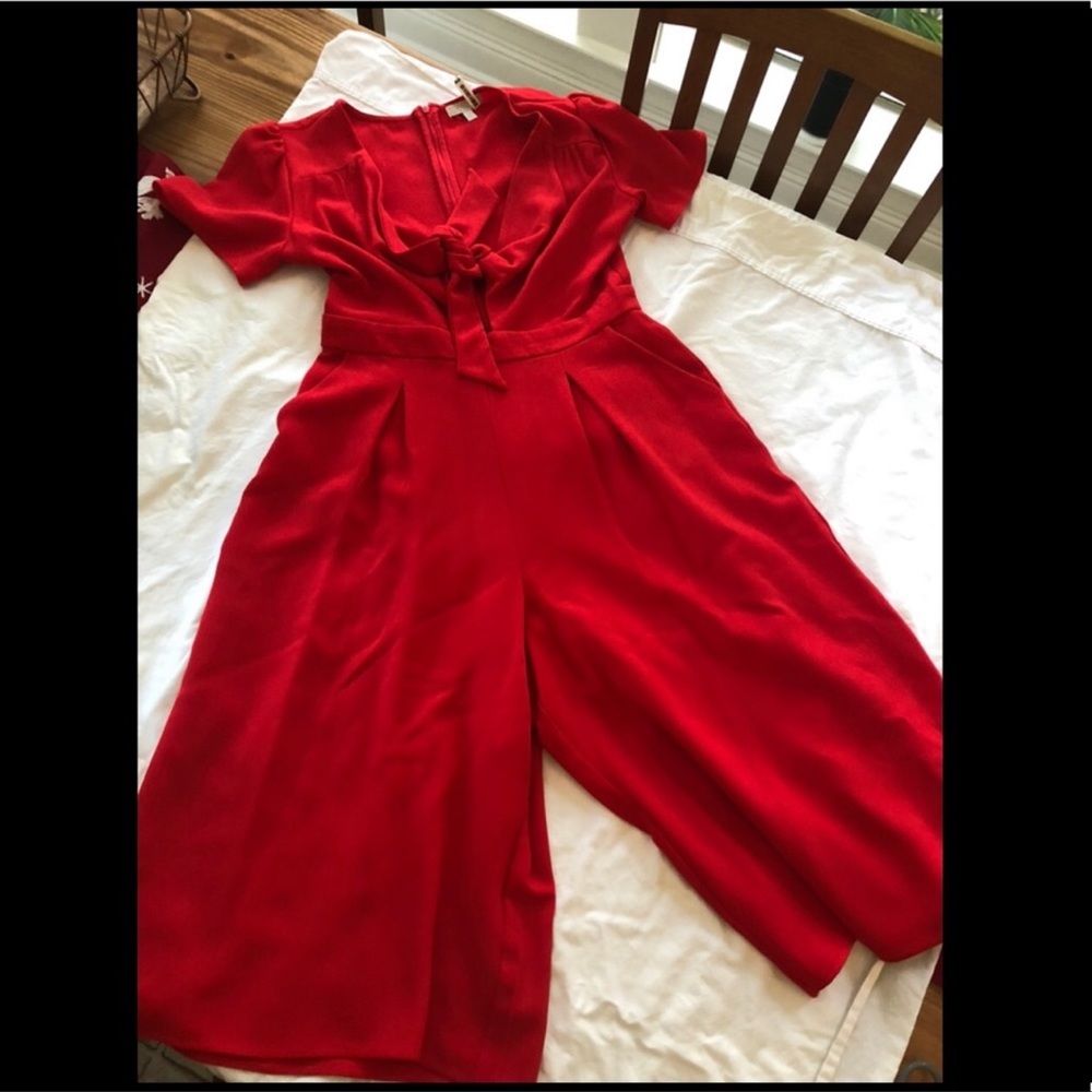 Tie front cropped jumpsuit